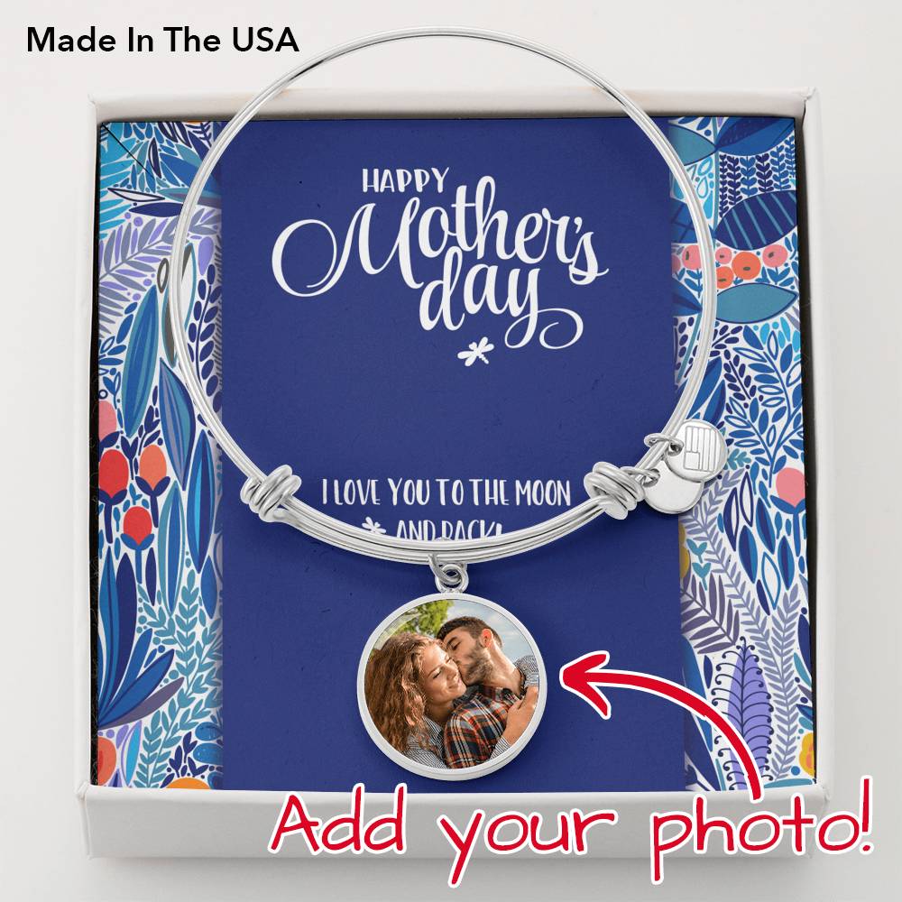 Mother's Day Bangle Charm Bracelet • Customize with Photo Jewelry ShineOn Fulfillment Silver Color Bangle No 