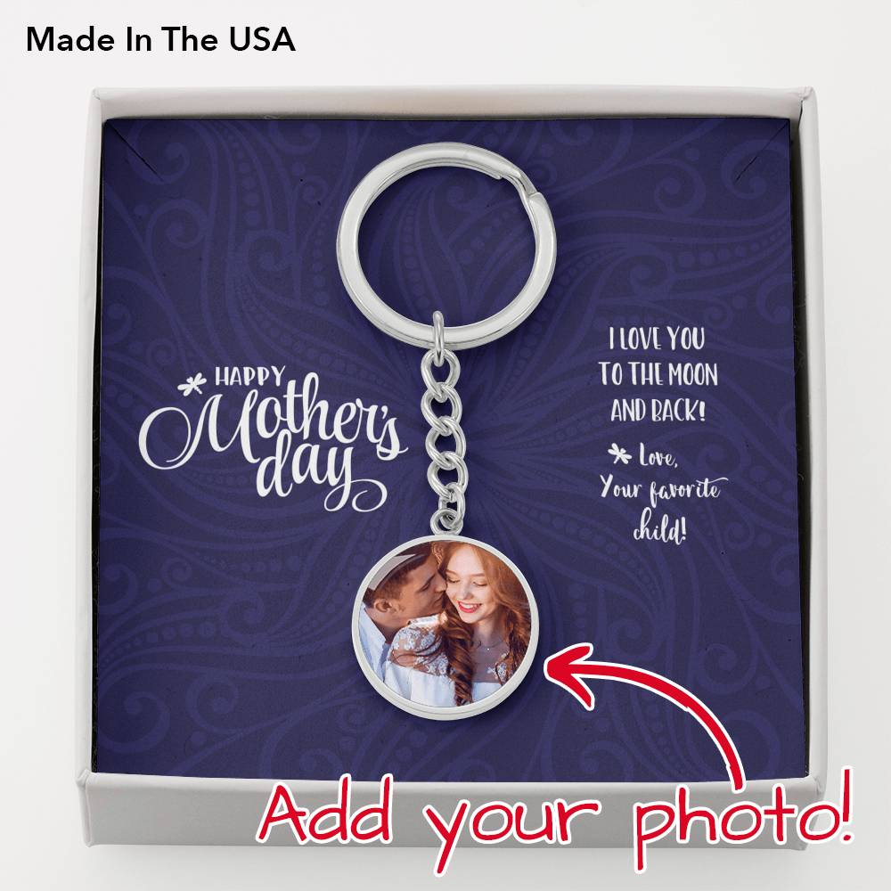 Mother's Day Customizable Key Ring • Add Your Own Photo Jewelry ShineOn Fulfillment Luxury Keychain (Silver Color) No 