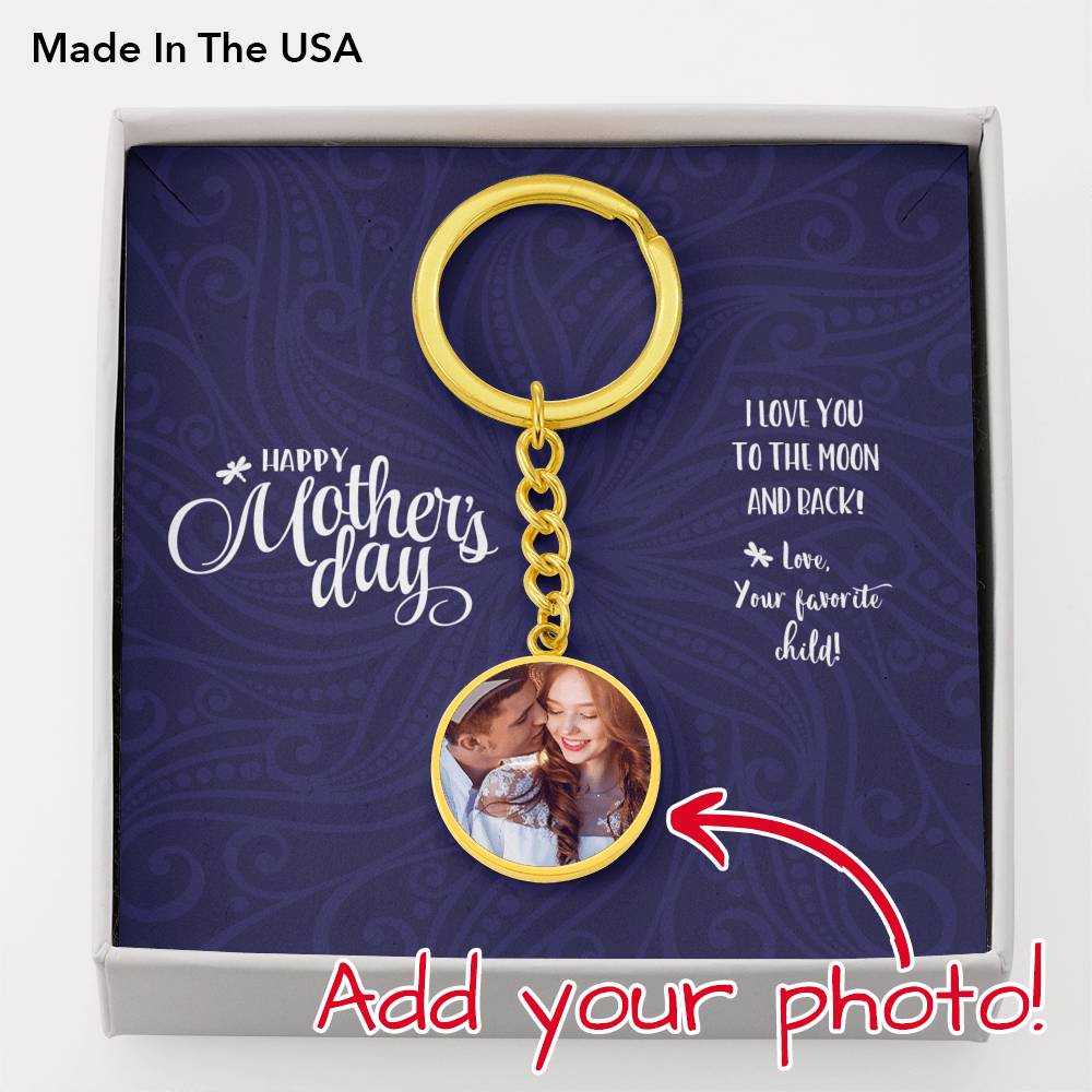 Mother's Day Customizable Key Ring • Add Your Own Photo Jewelry ShineOn Fulfillment Luxury Keychain (Gold Color) No 