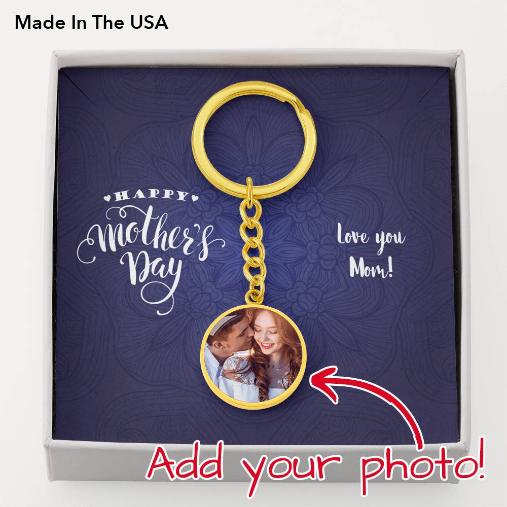 Customizable Key Ring / Add Your Own Photo • Happy Mother's Day Mom Jewelry ShineOn Fulfillment Gold No 