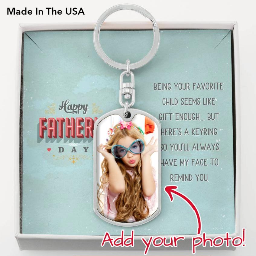 Favorite Child Customizable Photo Charm Key Ring • Humorous Father's Day Gifts Jewelry ShineOn Fulfillment Dog Tag Keychain (Silver) No 