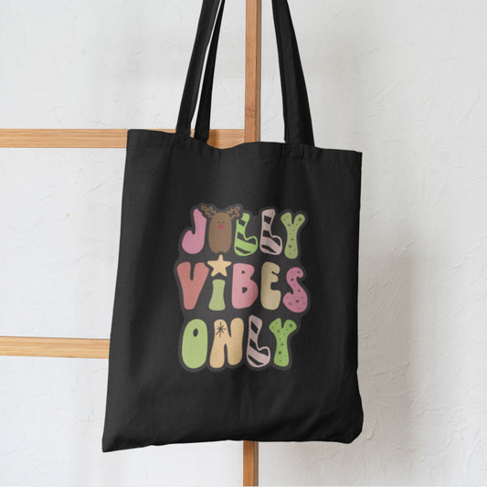 Jolly Vibes Only Christmas Eco Tote Bag Salmon Olive 