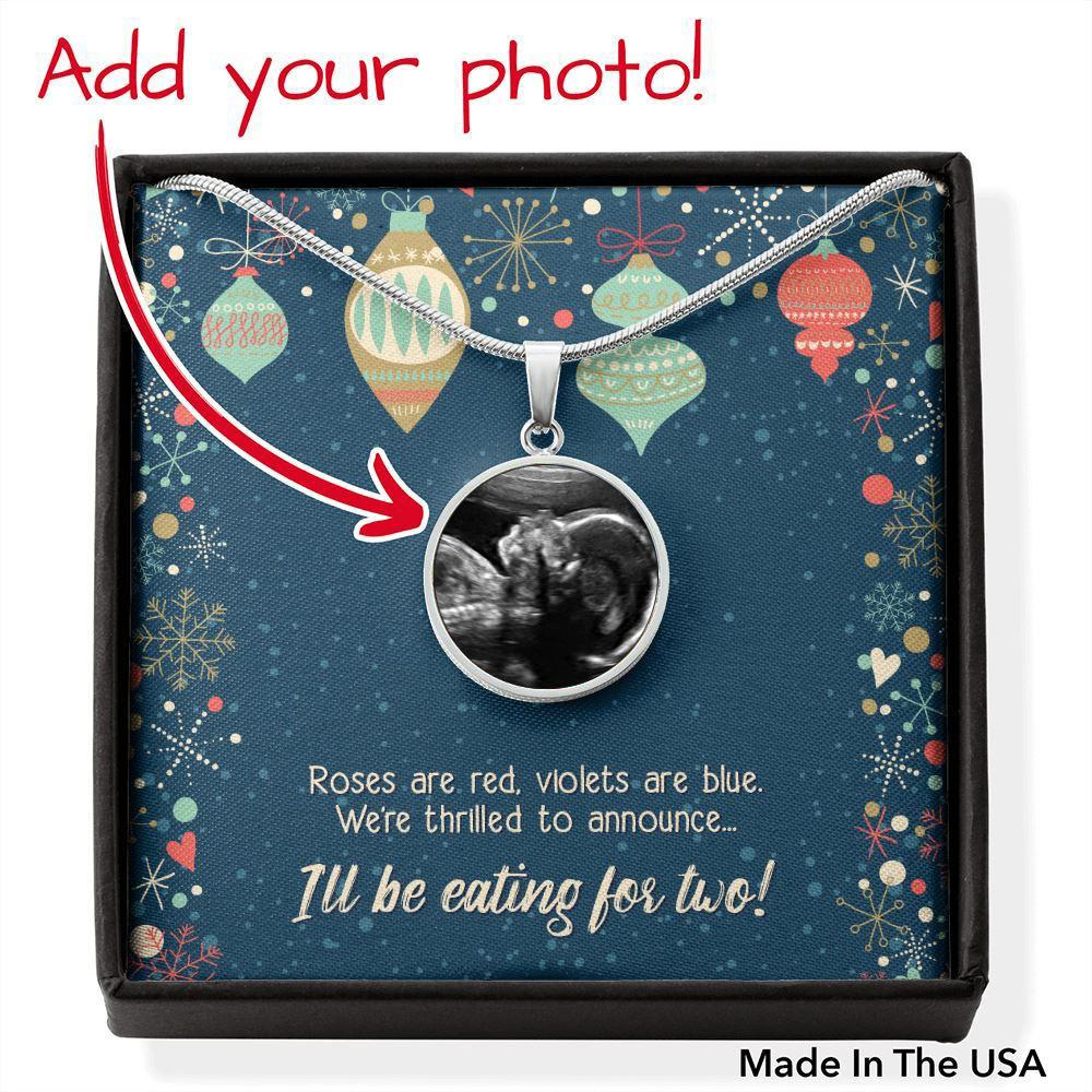 Pregnancy Announcement Ultrasound Photo Pendant • Christmas Announcement Jewelry ShineOn Fulfillment Luxury Necklace (.316 Surgical Steel) No 