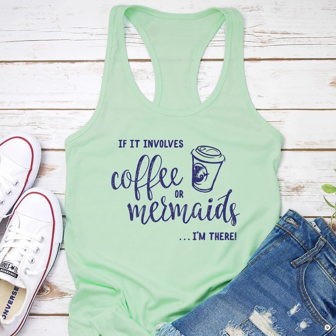 Coffee or Mermaids Women's Bright Tank Tops