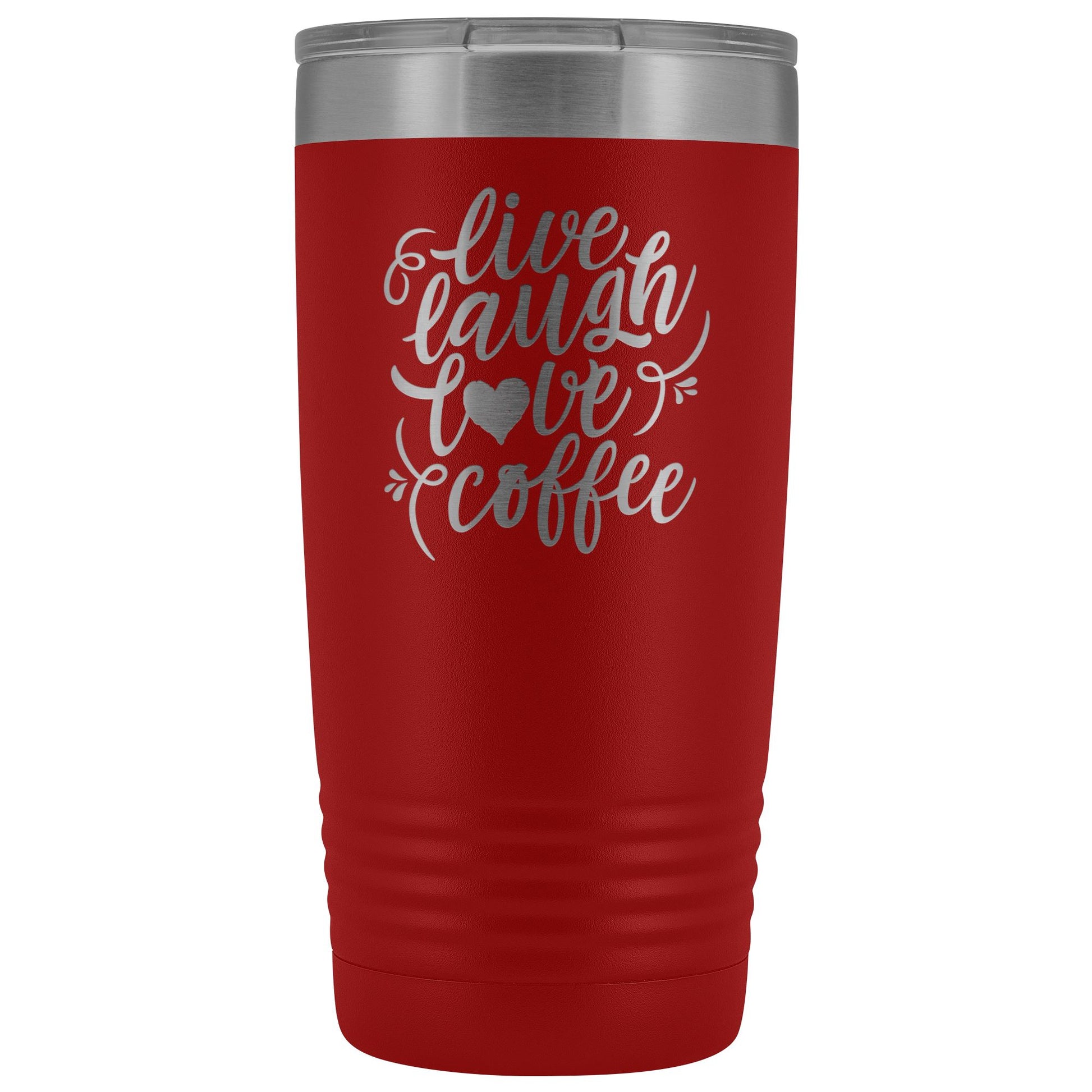 Live, Laugh, Love, Coffee • 15oz Insulated Coffee Tumbler Tumblers teelaunch Red 
