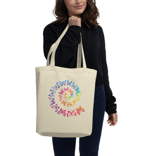 Tie-dye Butterfly Tote Bag | Organic Eco Tote Bag Salmon Olive 