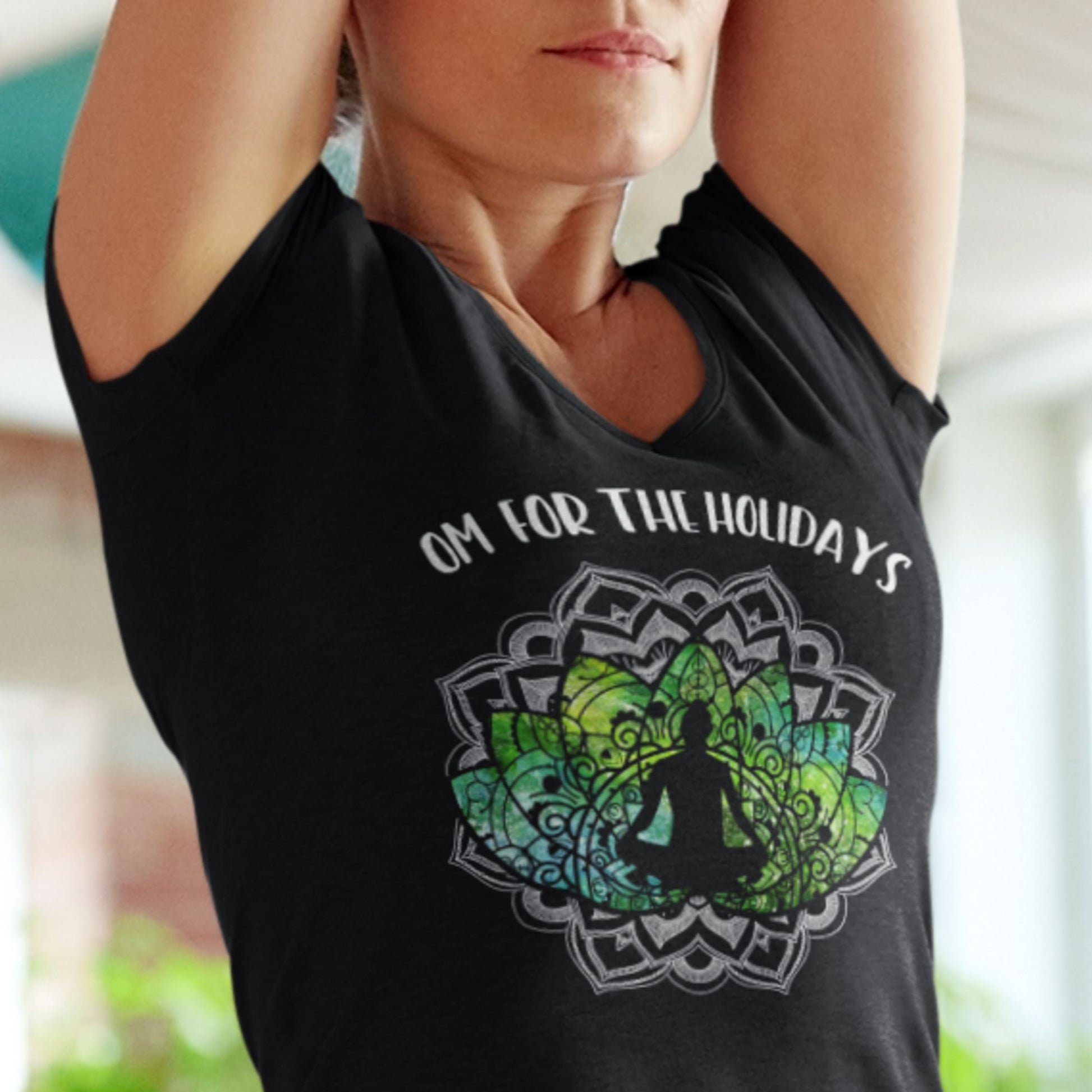 Om for the Holidays with Mandala • Women's V-neck T-shirt teelaunch 