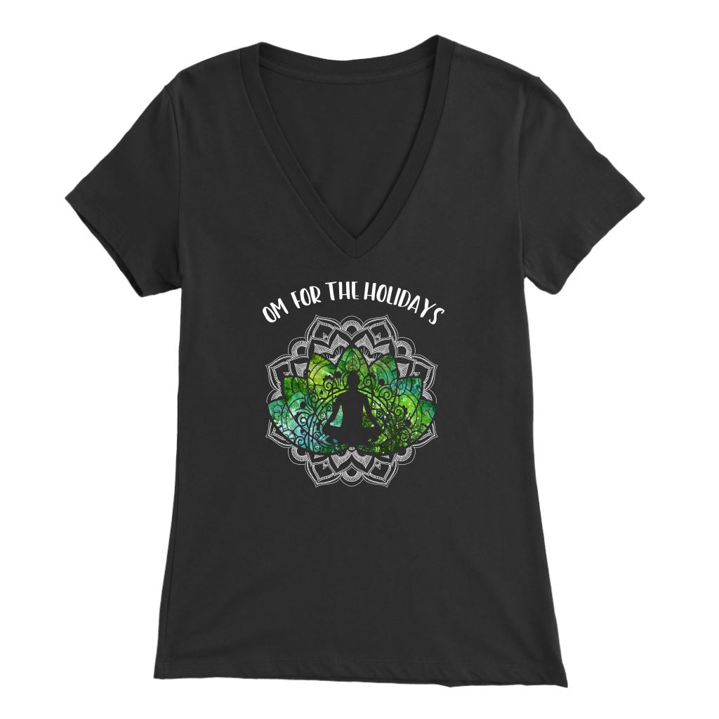 Om for the Holidays with Mandala • Women's V-neck T-shirt teelaunch Black S 