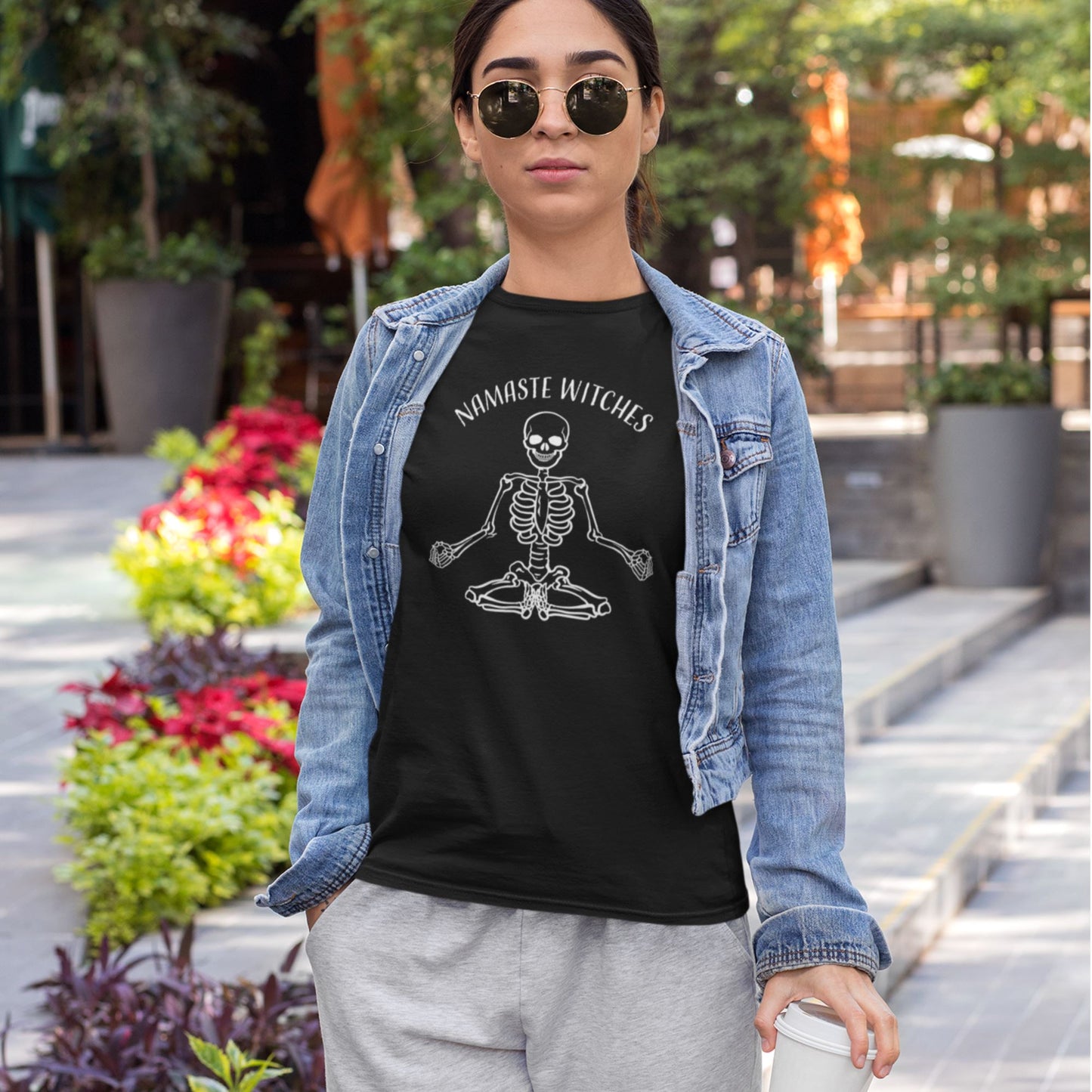 Namaste Witches Funny Halloween Tee For Women T-shirt teelaunch 