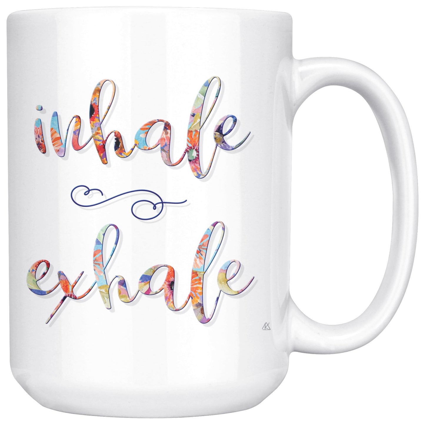 INHALE EXHALE Colorful Floral15oz. Large Coffee Mug