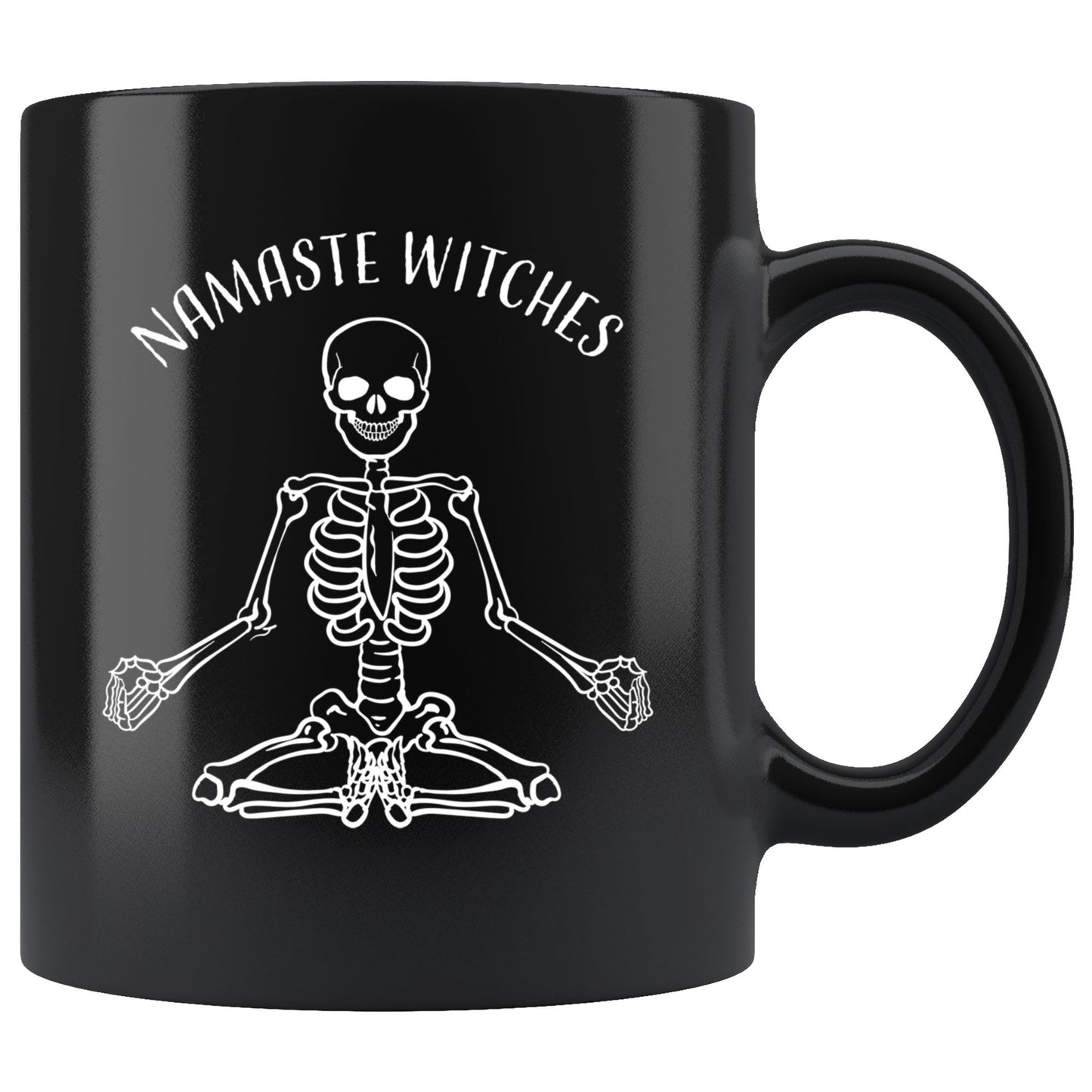 Namaste Witches Funny Halloween 11oz. Black Mug Drinkware teelaunch Namaste Witches 