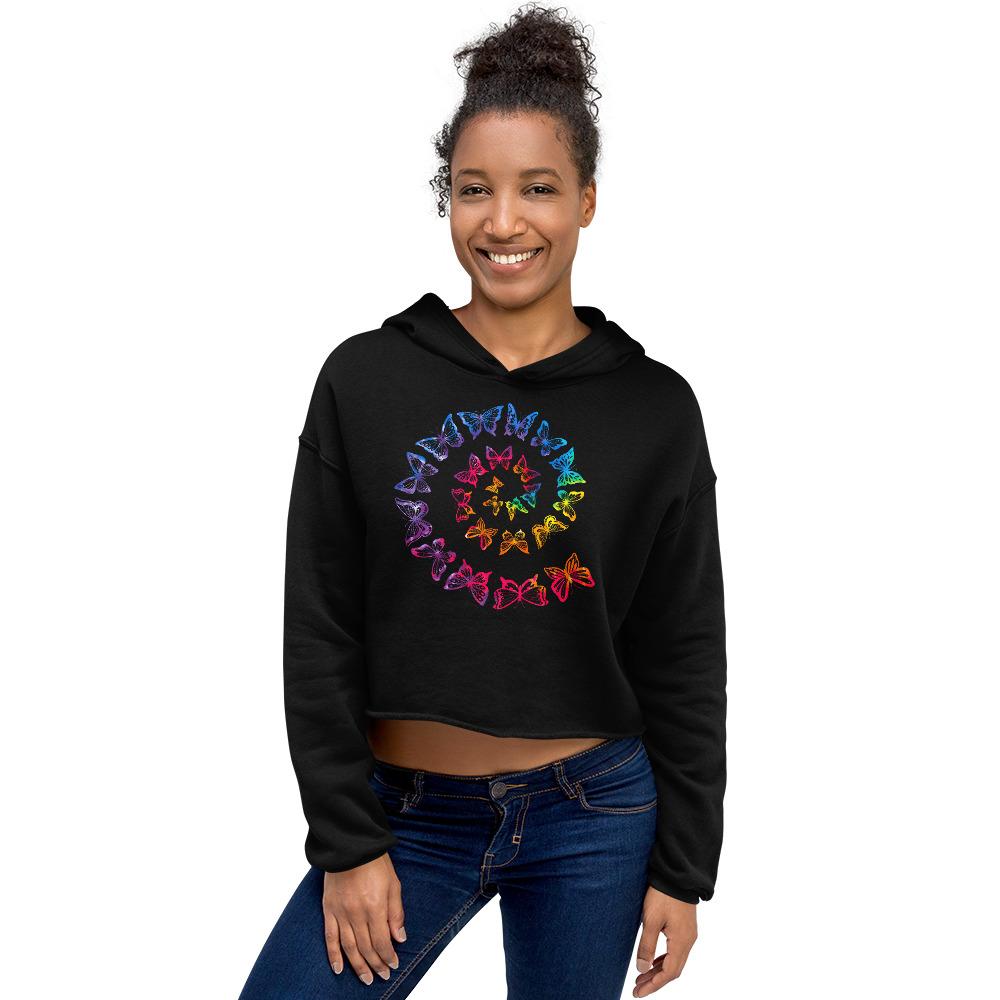 Crop top best sale hoodie rainbow