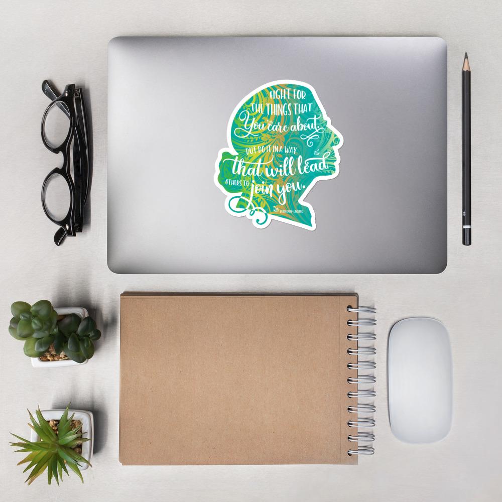 RBG Green Sticker Silhouette with Quote Salmon Olive 5.5x5.5 