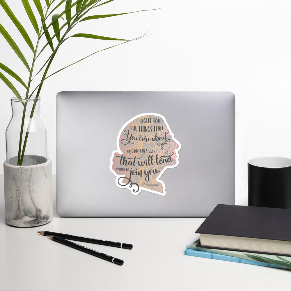 RBG Sticker Silhoutte with Quote - Grey Salmon Olive 