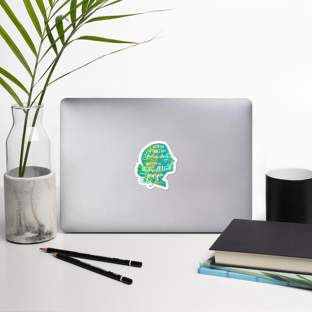 RBG Green Sticker Silhouette with Quote Salmon Olive 