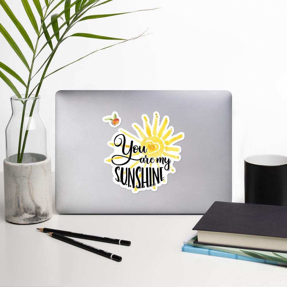 You Are My Sunshine Sticker Salmon Olive 5.5x5.5 