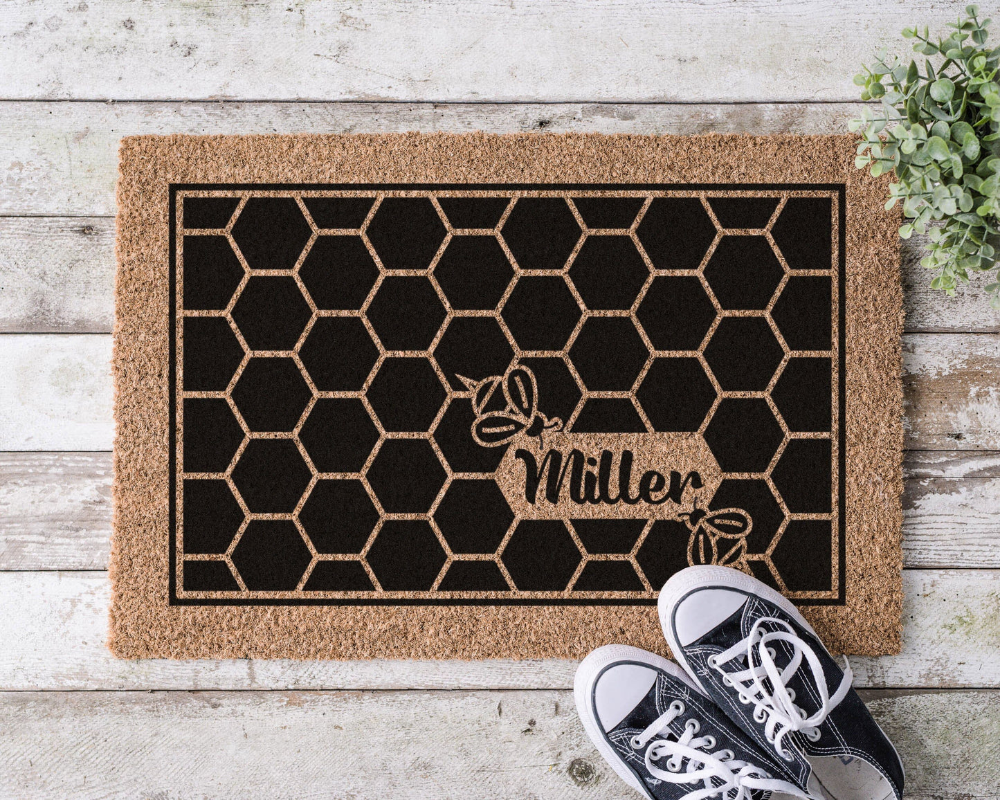 Custom Honey Bee Coir Doormat Home Goods teelaunch 
