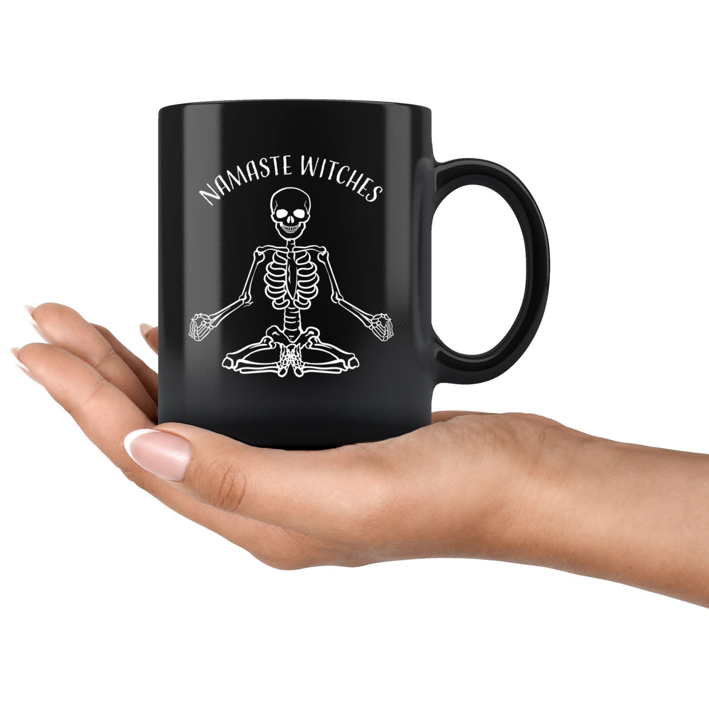Namaste Witches Funny Halloween 11oz. Black Mug Drinkware teelaunch 