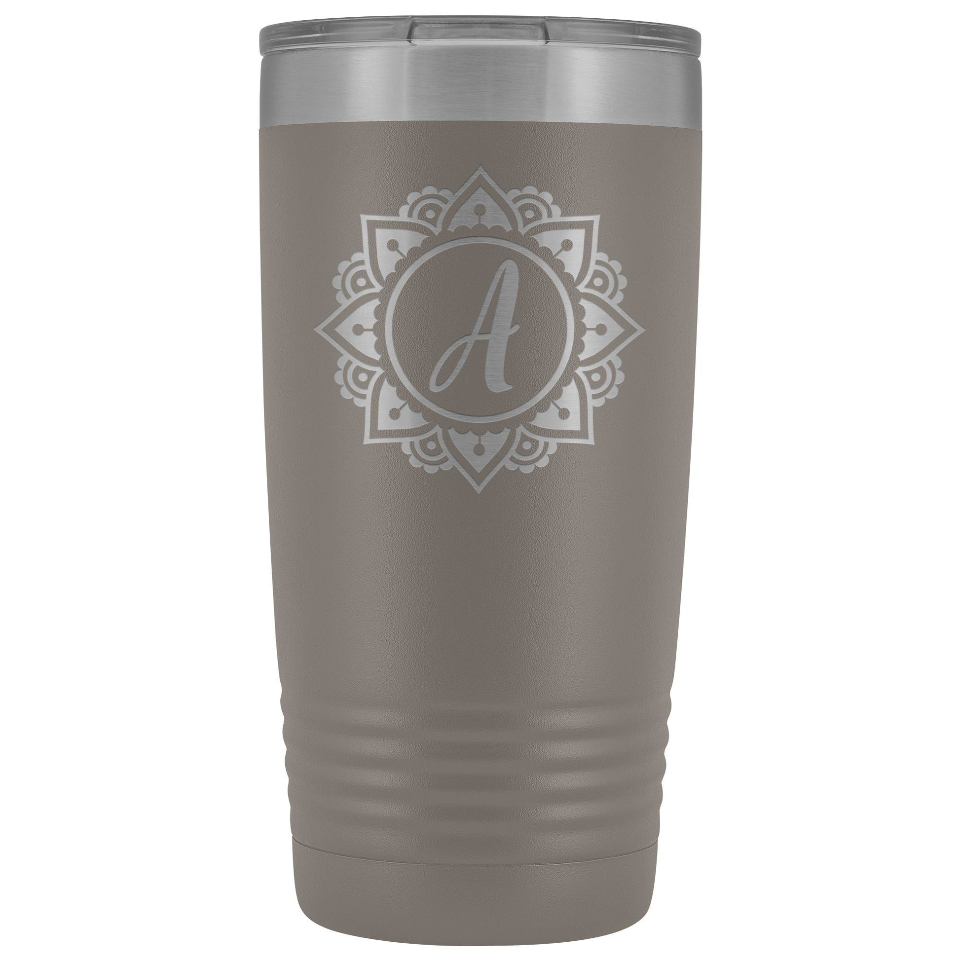 Personalized Monogram Initial Yeti Style Coffee Mug Sunburst Mandala Design